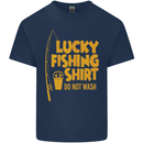 Lucky Fishing Fisherman Funny Kids T-Shirt Childrens Navy Blue
