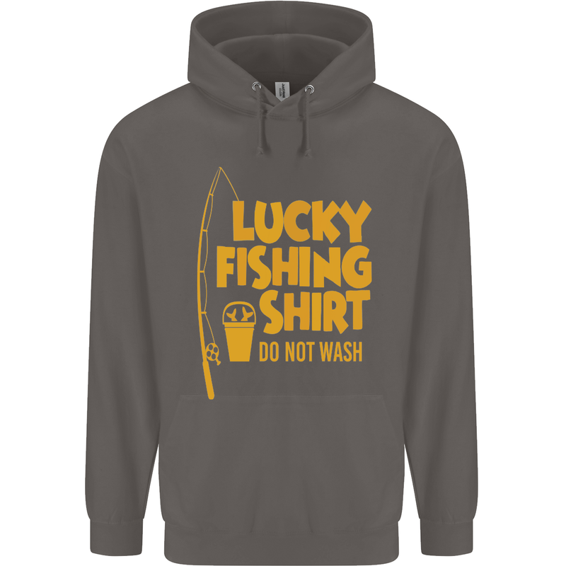 Lucky Fishing Fisherman Funny Mens 80% Cotton Hoodie Charcoal