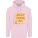 Lucky Fishing Fisherman Funny Mens 80% Cotton Hoodie Light Pink