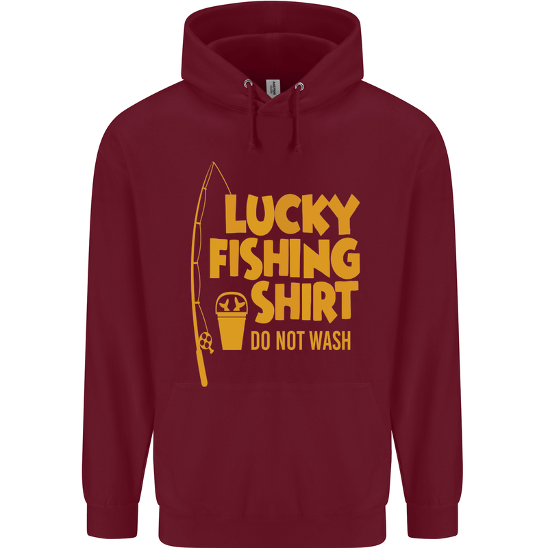 Lucky Fishing Fisherman Funny Mens 80% Cotton Hoodie Maroon