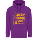 Lucky Fishing Fisherman Funny Mens 80% Cotton Hoodie Purple
