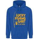 Lucky Fishing Fisherman Funny Mens 80% Cotton Hoodie Royal Blue