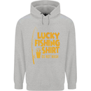 Lucky Fishing Fisherman Funny Mens 80% Cotton Hoodie Sports Grey