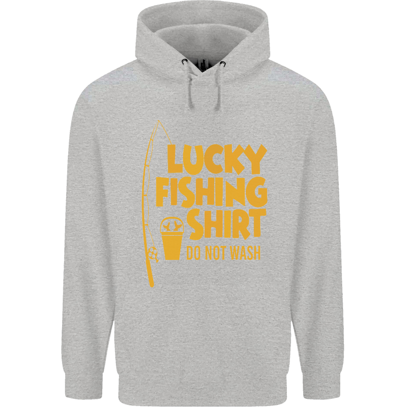 Lucky Fishing Fisherman Funny Mens 80% Cotton Hoodie Sports Grey