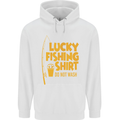 Lucky Fishing Fisherman Funny Mens 80% Cotton Hoodie White