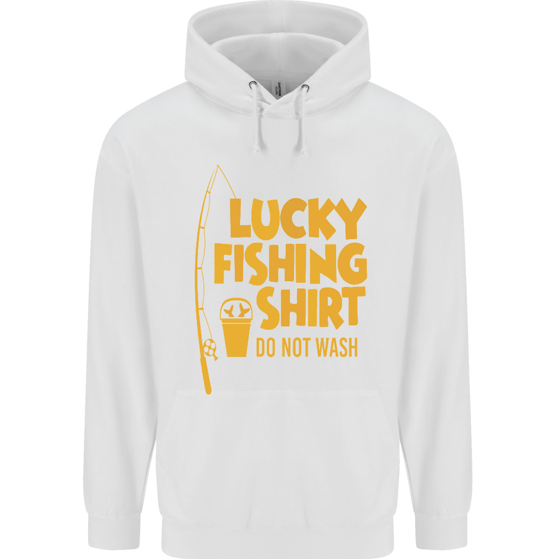 Lucky Fishing Fisherman Funny Mens 80% Cotton Hoodie White