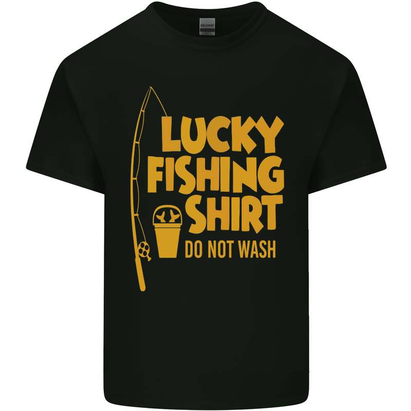 Lucky Fishing Fisherman Funny Mens Cotton T-Shirt Tee Top Black