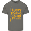 Lucky Fishing Fisherman Funny Mens Cotton T-Shirt Tee Top Charcoal