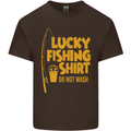 Lucky Fishing Fisherman Funny Mens Cotton T-Shirt Tee Top Dark Chocolate