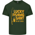 Lucky Fishing Fisherman Funny Mens Cotton T-Shirt Tee Top Forest Green