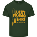 Lucky Fishing Fisherman Funny Mens Cotton T-Shirt Tee Top Forest Green