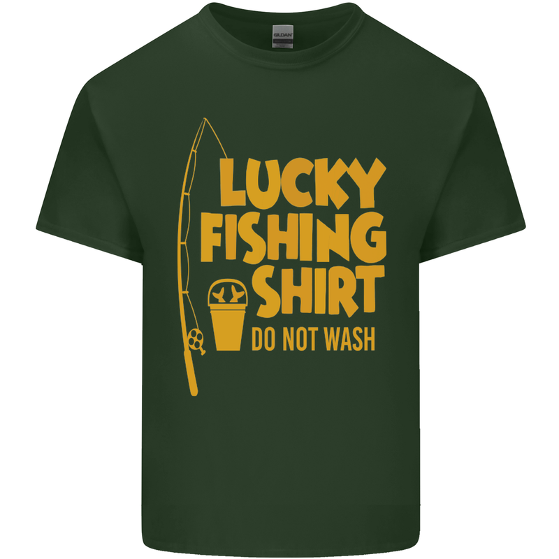 Lucky Fishing Fisherman Funny Mens Cotton T-Shirt Tee Top Forest Green