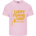 Lucky Fishing Fisherman Funny Mens Cotton T-Shirt Tee Top Light Pink