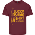 Lucky Fishing Fisherman Funny Mens Cotton T-Shirt Tee Top Maroon