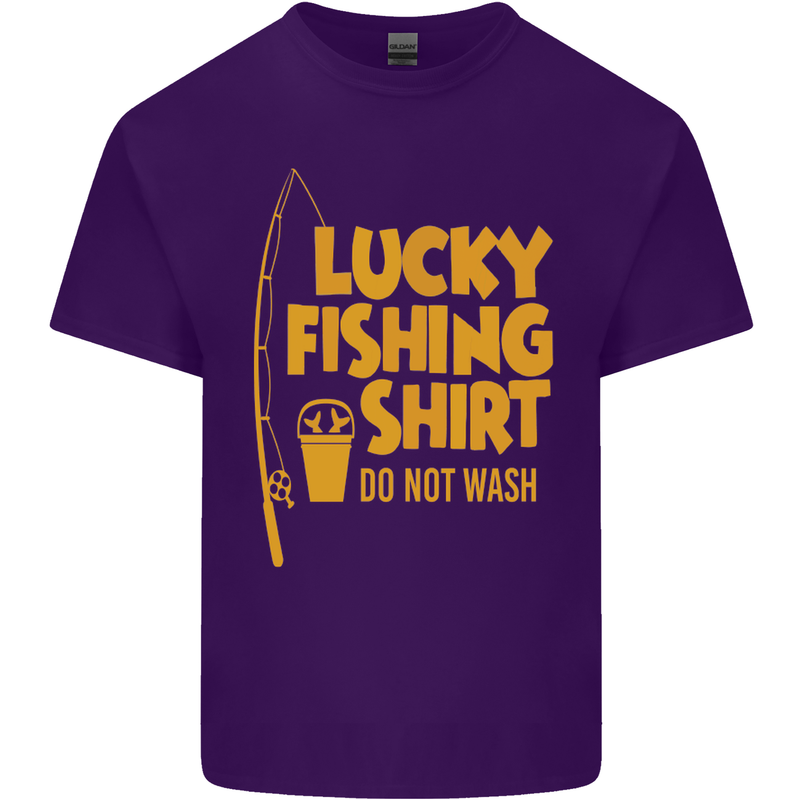 Lucky Fishing Fisherman Funny Mens Cotton T-Shirt Tee Top Purple