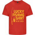 Lucky Fishing Fisherman Funny Mens Cotton T-Shirt Tee Top Red