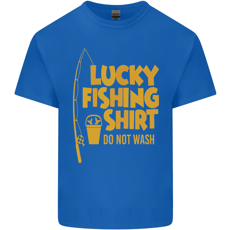 Lucky Fishing Fisherman Funny Mens Cotton T-Shirt Tee Top Royal Blue