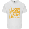 Lucky Fishing Fisherman Funny Mens Cotton T-Shirt Tee Top White