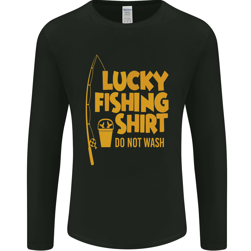 Lucky Fishing Fisherman Funny Mens Long Sleeve T-Shirt Black