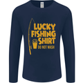 Lucky Fishing Fisherman Funny Mens Long Sleeve T-Shirt Navy Blue