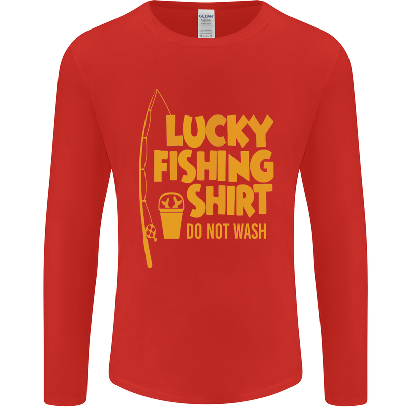 Lucky Fishing Fisherman Funny Mens Long Sleeve T-Shirt Red