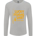 Lucky Fishing Fisherman Funny Mens Long Sleeve T-Shirt Sports Grey