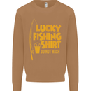 Lucky Fishing Fisherman Funny Mens Sweatshirt Jumper Caramel Latte