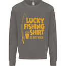 Lucky Fishing Fisherman Funny Mens Sweatshirt Jumper Charcoal