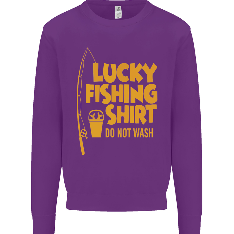Lucky Fishing Fisherman Funny Mens Sweatshirt Jumper Purple