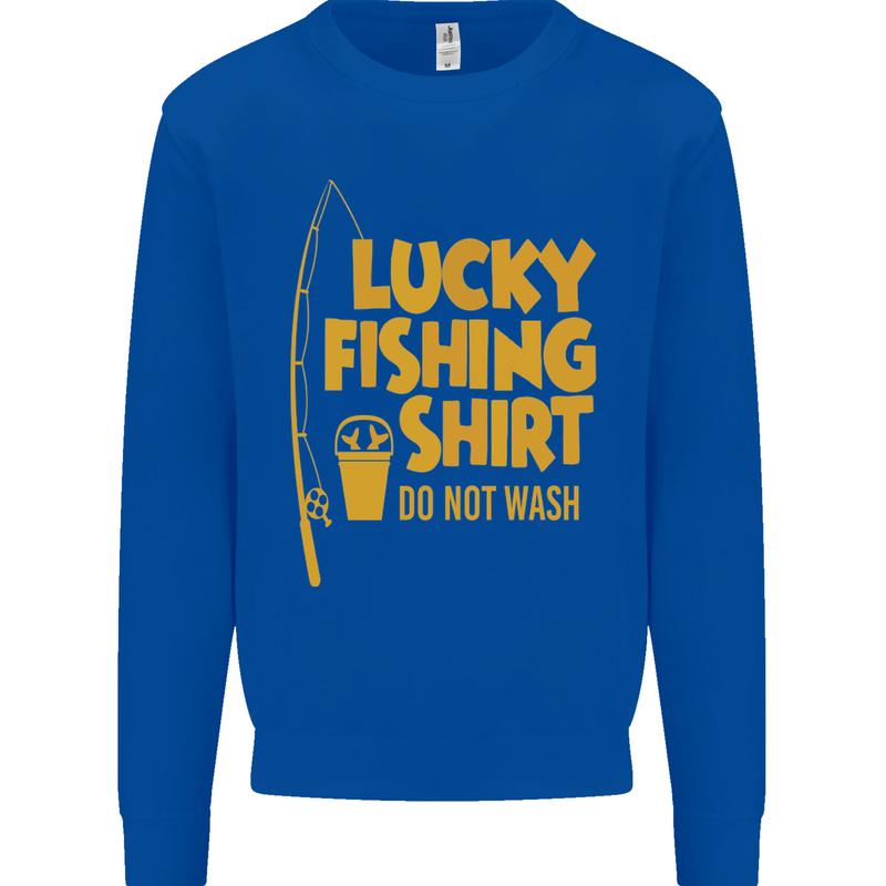 Lucky Fishing Fisherman Funny Mens Sweatshirt Jumper Royal Blue
