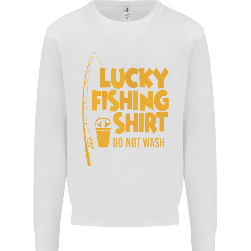 Lucky Fishing Fisherman Funny Mens Sweatshirt Jumper White