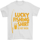 Lucky Fishing Fisherman Funny Mens T-Shirt Cotton Gildan White