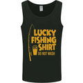 Lucky Fishing Fisherman Funny Mens Vest Tank Top Black