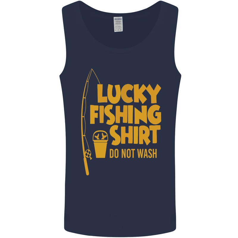 Lucky Fishing Fisherman Funny Mens Vest Tank Top Navy Blue