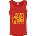 Lucky Fishing Fisherman Funny Mens Vest Tank Top Red