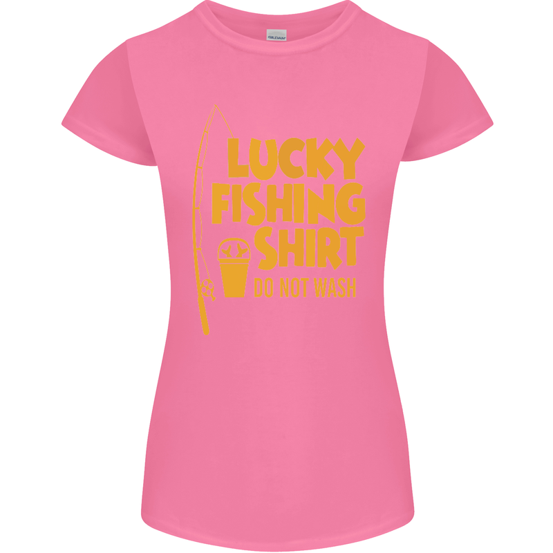 Lucky Fishing Fisherman Funny Womens Petite Cut T-Shirt Azalea