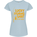 Lucky Fishing Fisherman Funny Womens Petite Cut T-Shirt Light Blue
