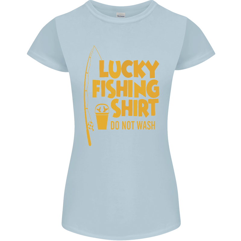Lucky Fishing Fisherman Funny Womens Petite Cut T-Shirt Light Blue