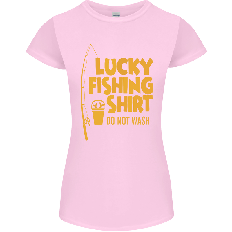 Lucky Fishing Fisherman Funny Womens Petite Cut T-Shirt Light Pink