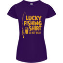 Lucky Fishing Fisherman Funny Womens Petite Cut T-Shirt Purple