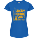 Lucky Fishing Fisherman Funny Womens Petite Cut T-Shirt Royal Blue
