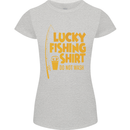 Lucky Fishing Fisherman Funny Womens Petite Cut T-Shirt Sports Grey