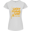 Lucky Fishing Fisherman Funny Womens Petite Cut T-Shirt White
