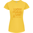Lucky Fishing Fisherman Funny Womens Petite Cut T-Shirt Yellow