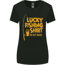 Lucky Fishing Fisherman Funny Womens Wider Cut T-Shirt Black