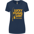 Lucky Fishing Fisherman Funny Womens Wider Cut T-Shirt Navy Blue
