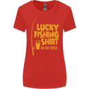 Lucky Fishing Fisherman Funny Womens Wider Cut T-Shirt Red