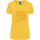 Lucky Fishing Fisherman Funny Womens Wider Cut T-Shirt Yellow