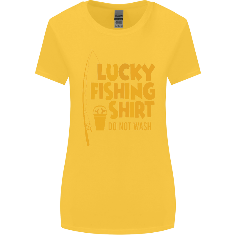 Lucky Fishing Fisherman Funny Womens Wider Cut T-Shirt Yellow