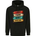 Lucky Fishing Shirt Fisherman Funny Childrens Kids Hoodie Black